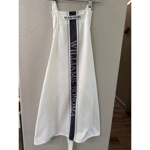 Williams-Sonoma Other - Williams Sonoma Logo Cotton Twill Apron White Navy Blue Stripe Adjustable